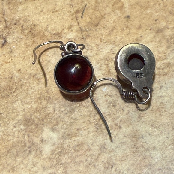 Sterling Silver Garnet Black Drop Earrings - Picture 4 of 4